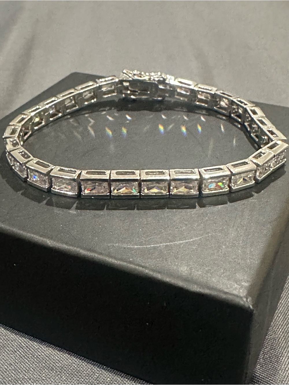 Sterling Silver emerald cut tennis bracelet
